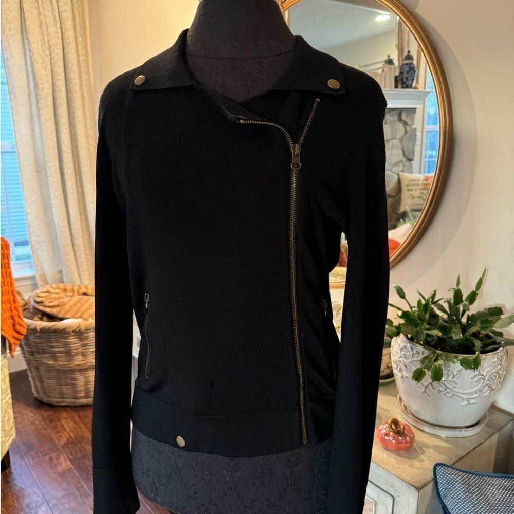 Cable and Gauge Black Asymmetrical Zip Jacket